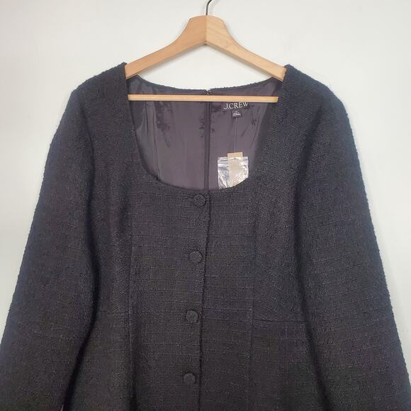 J Crew Sophia Mini Dress Maritime Tweed Black Sleeveless Classic Size 14 NWT - Picture 4 of 10
